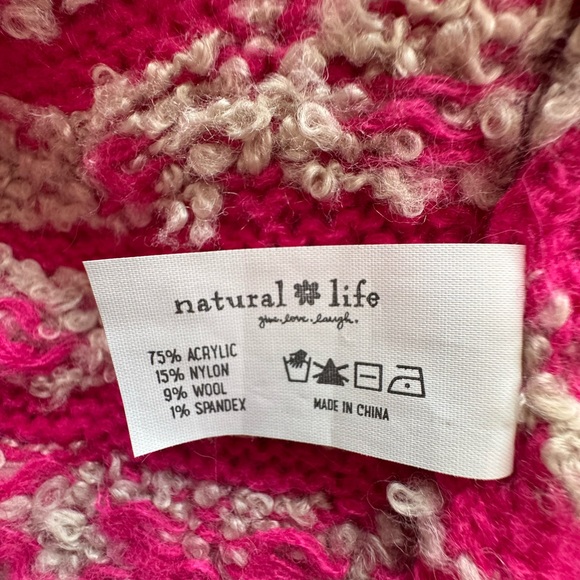 Natural Life Calla Jacquard Cardigan Sweater Chunky Knit Wool Blend SZ L / XL - Picture 8 of 10